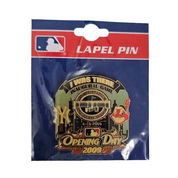 Yankee Stadium 2009 Inaugural Season Opening Day Pin, NY Cleveland Indians, L91 - Picture 2 of 6